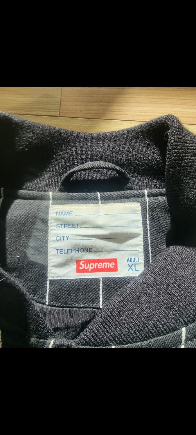 슈프림 19S/S 최고 핀스트라이프 바시티 자켓 xl 블랙 상품이미지7