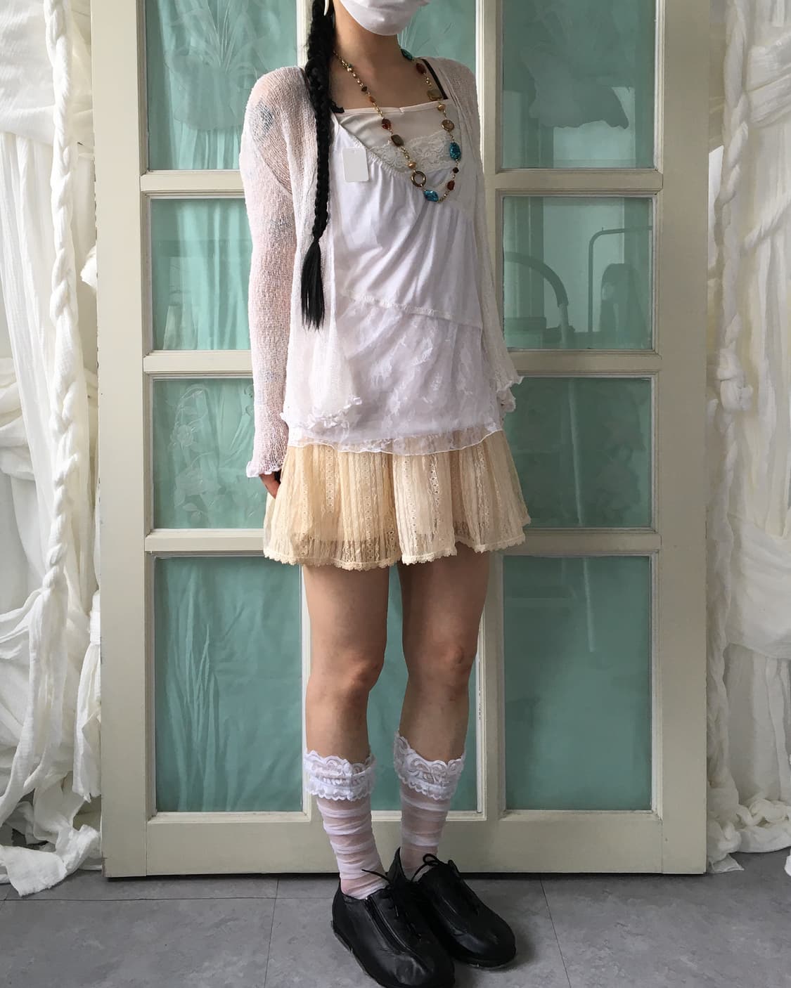 Net knit open cardigan 상품이미지6