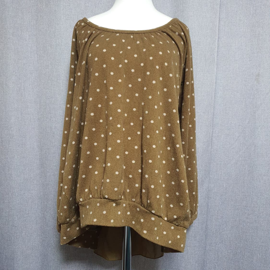 초코 라떼갸루 브라운 도트 리본 탑 빈티지 모리걸 상품이미지1