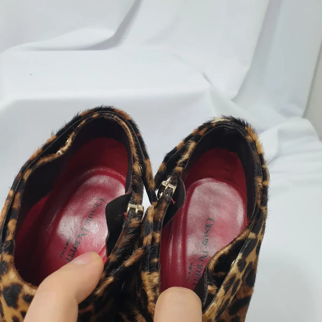36 230 체사레 파치오티 이탈리아 송치 레오파드 앵클 부츠 상품이미지5