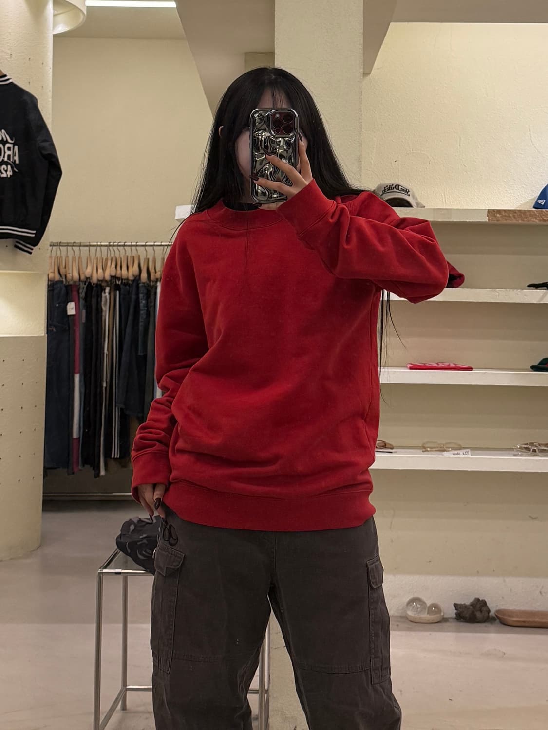 라프시몬스 레드 크루넥 스웻셔츠 U1692 상품이미지1