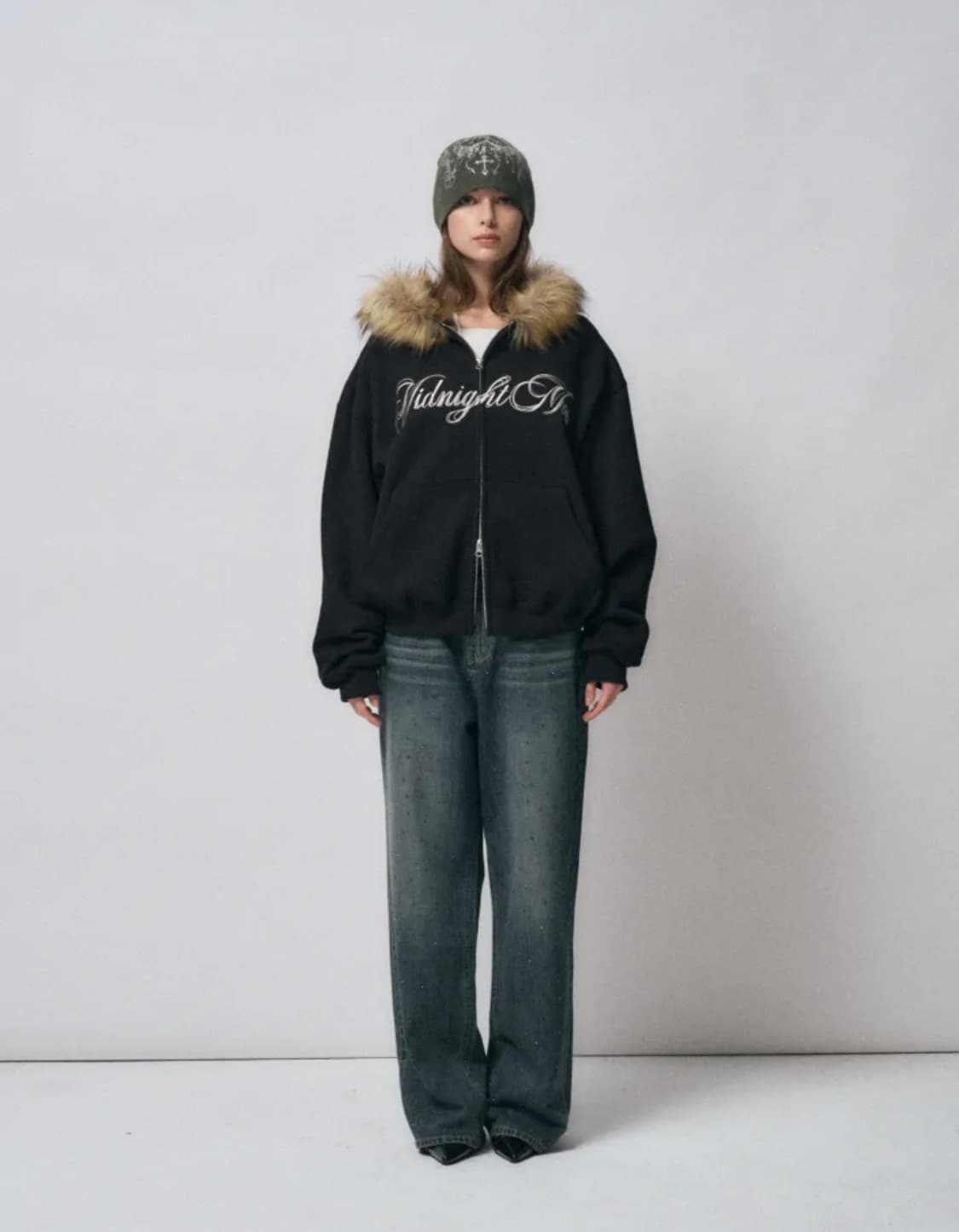 미드나잇 무브 hair hood zip up(black) 상품이미지3