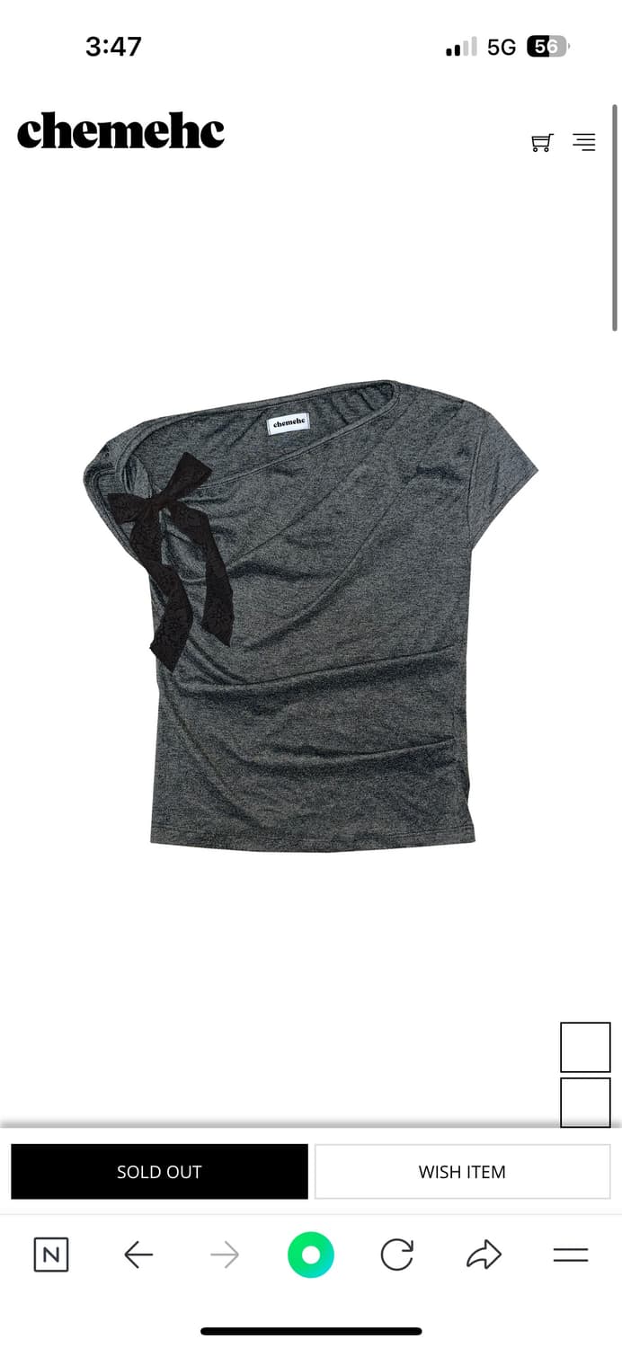 체메씨 DRAPED TWIST RIBBON T-SHIRT 차콜 상품이미지1