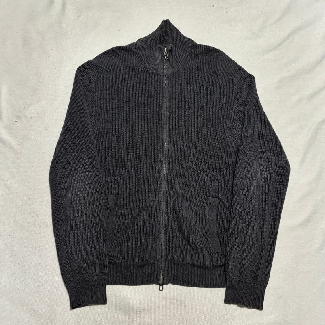 M 폴로랄프로렌 블랙 포니 챠콜 니트 집업 상품이미지2