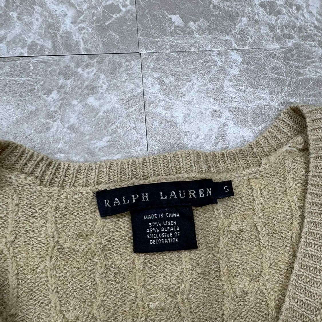 폴로 랄프로렌 핀터깔 베이지 걸즈 브이넥 울 니트(S) 상품이미지4