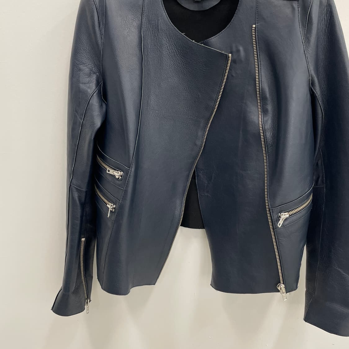 마쥬 리얼 레더 네이비 라이더 자켓 상품이미지4