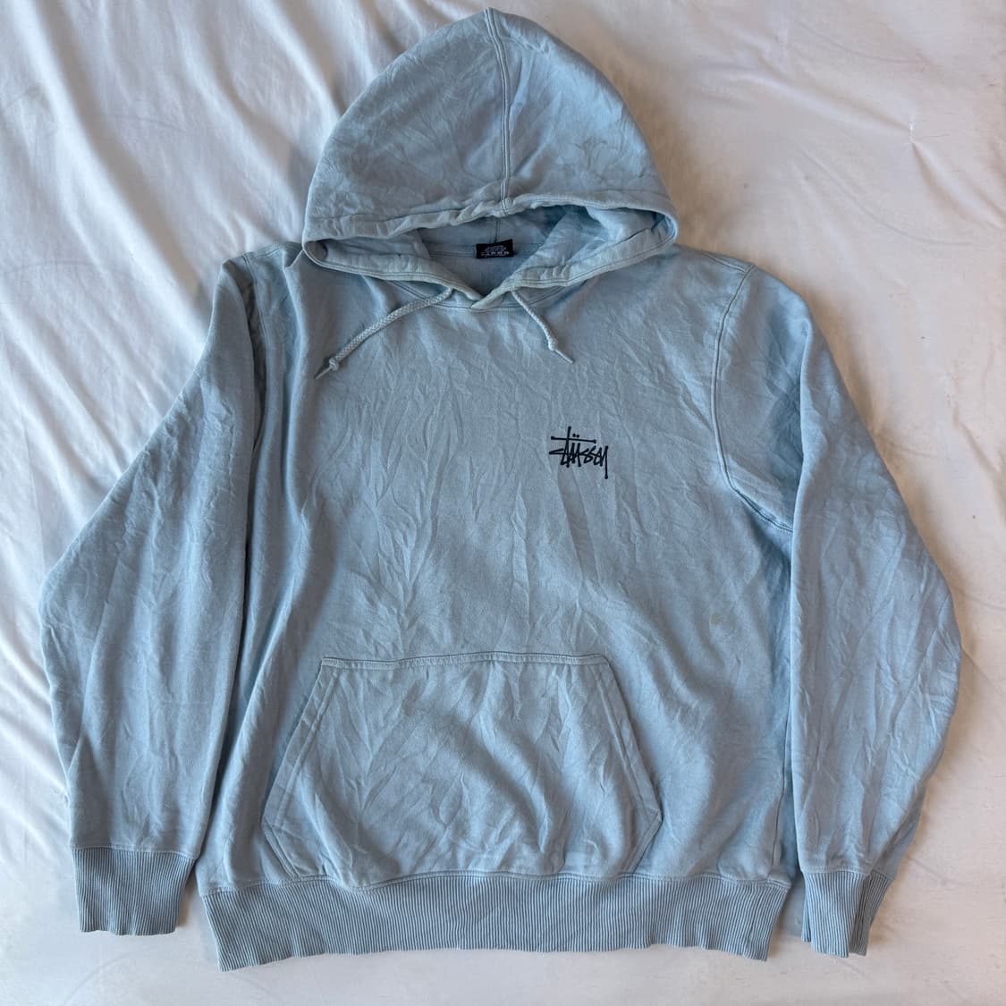 스투시 빅로고 후드티 스카이블루 M 상품이미지4