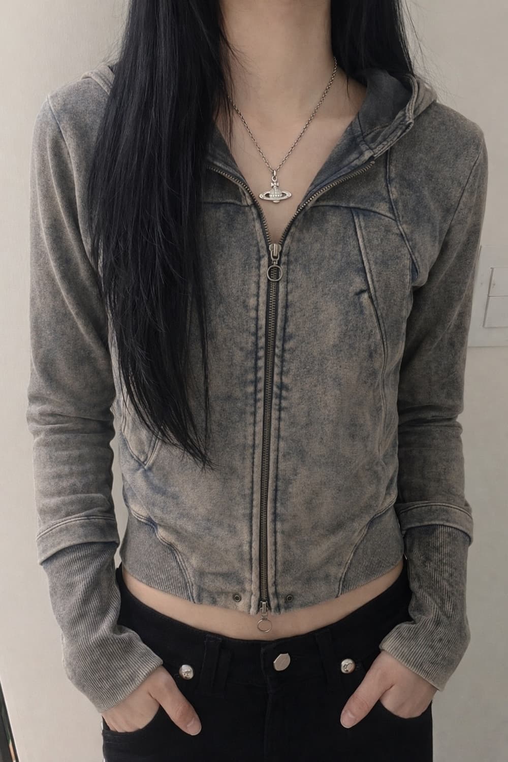 미스치프 롬버스 후드집업 상품이미지1