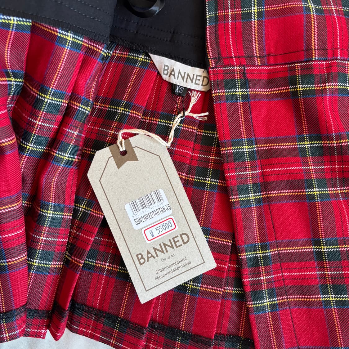 BANNED 레드 체크 플리츠 펑크 스커트 XS 새상품 상품이미지2