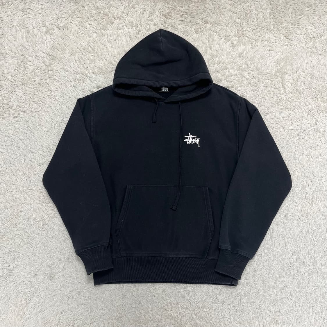 Stussy stock logo black hoodie 상품이미지5