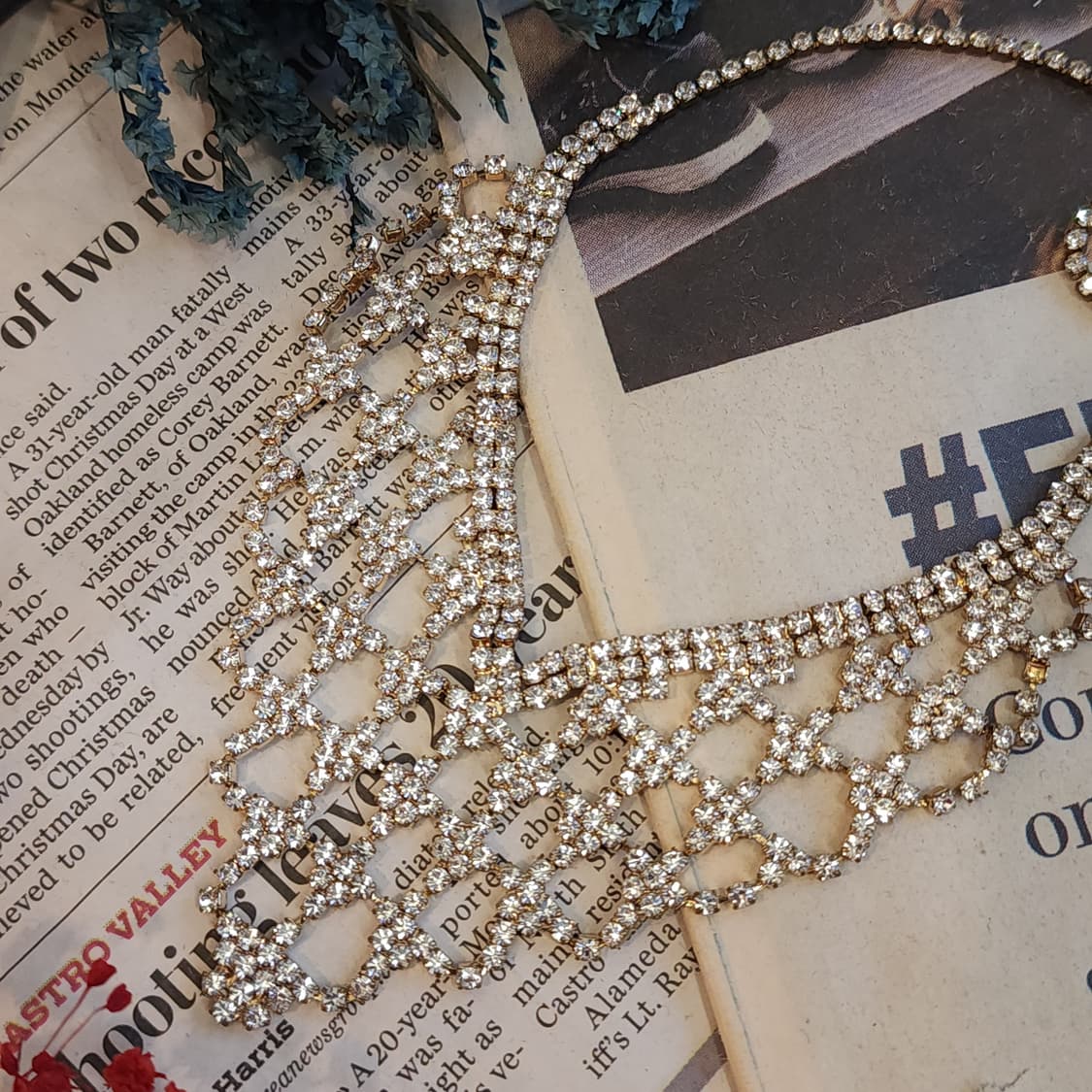 90s 프랑스 빈티지 쥬얼리 크리스탈 큐빅 샹들리에 목걸이 빈티지 목걸이 상품이미지5