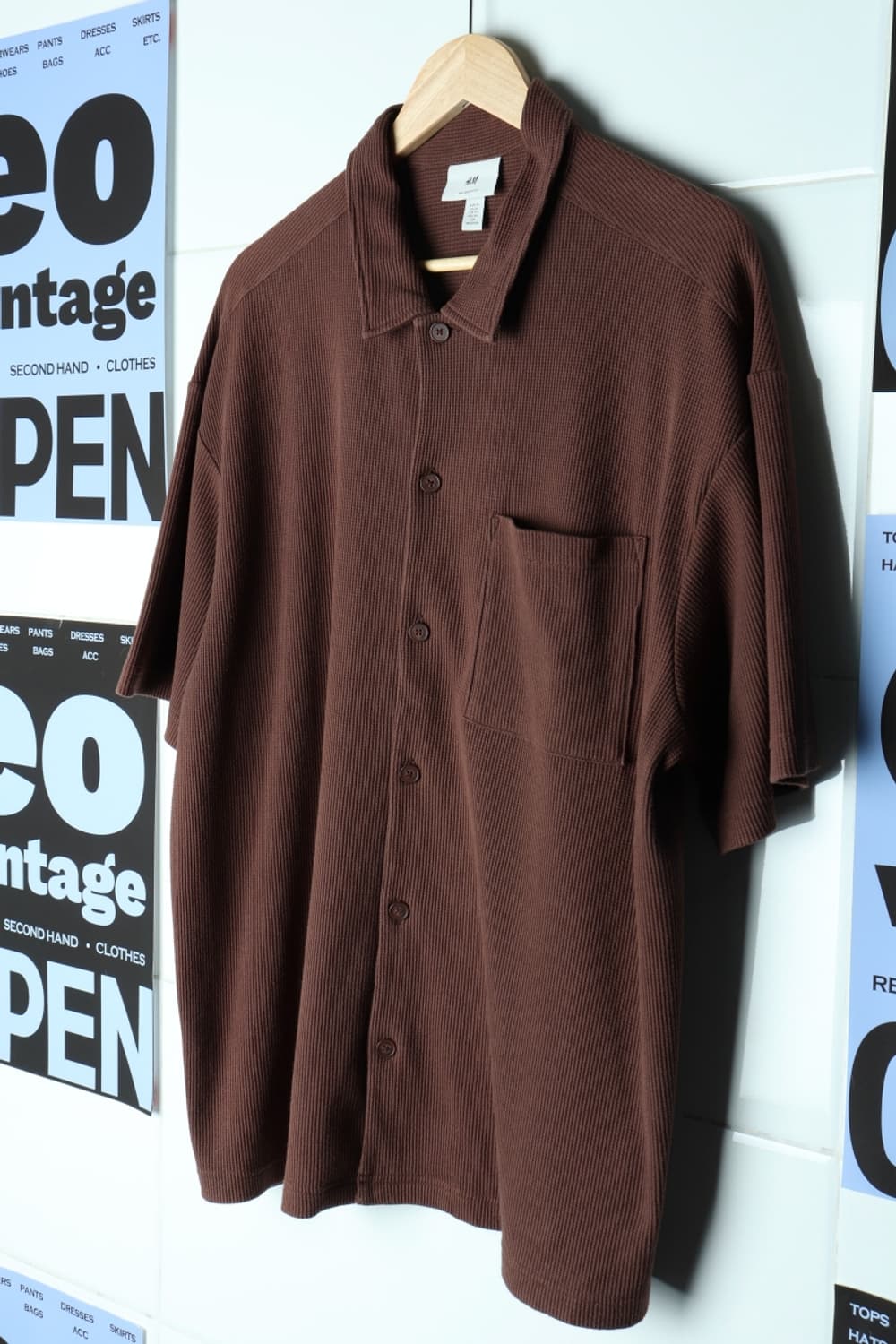 (2XL) 에이치앤엠 반팔 카라 티셔츠 브라운 와플 박시-H31888 상품이미지1
