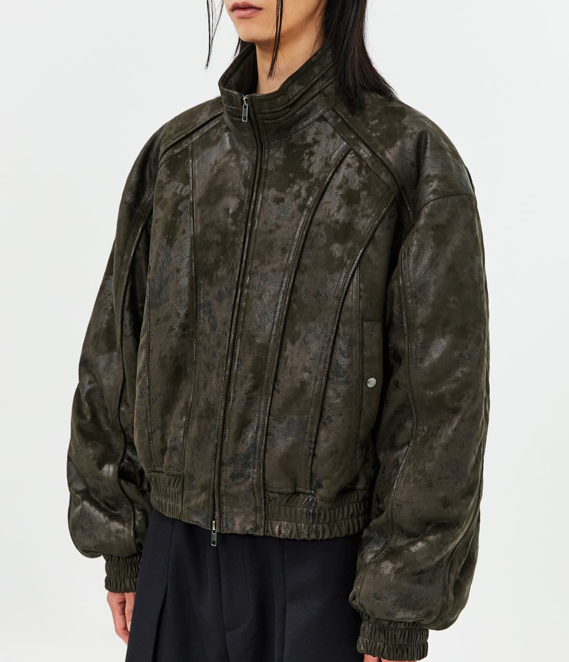 엘무드 벌키 크롭 봄버 자켓 카모브라운 상품이미지2