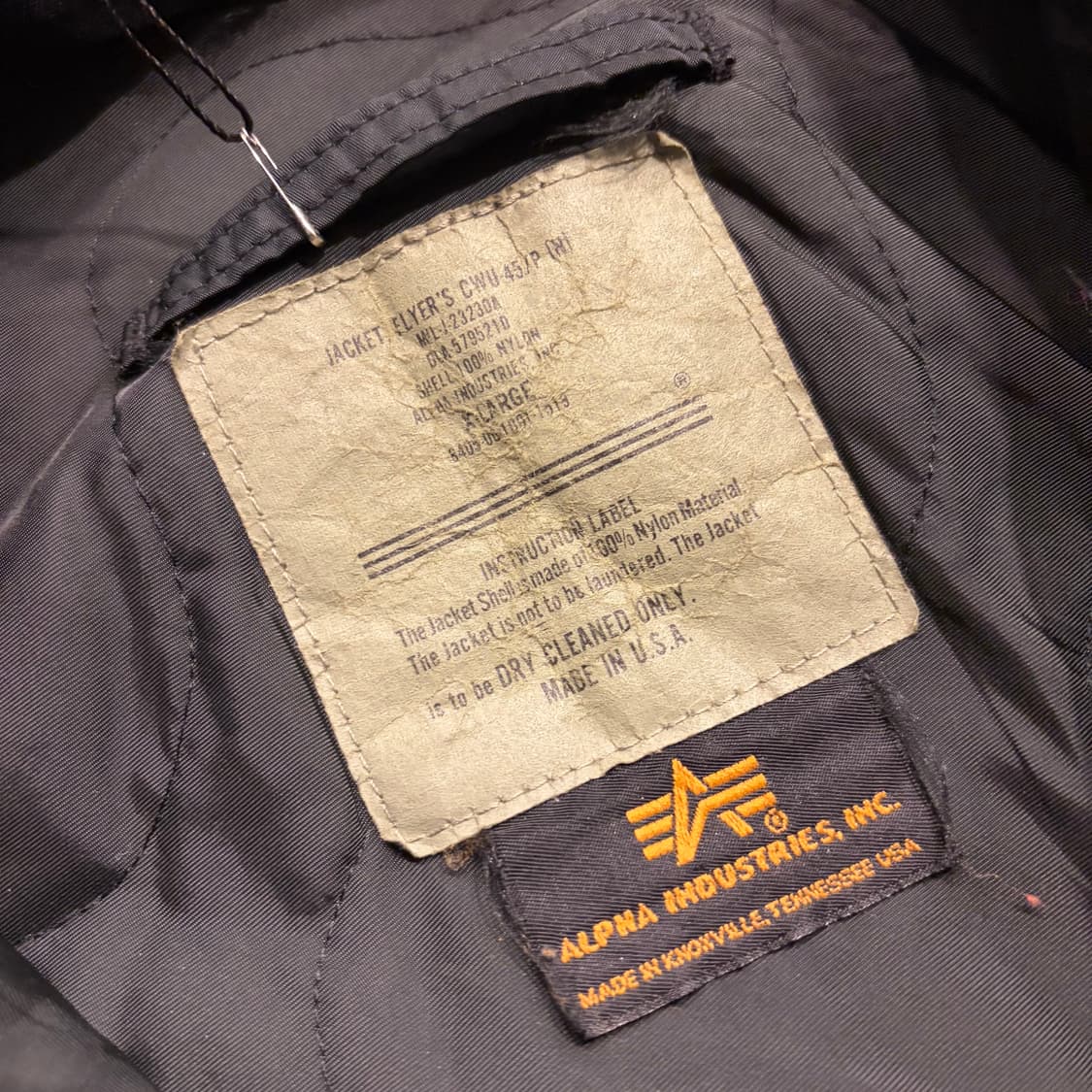 [XL] 알파인더스트리 USA 블랙 CWU-45 항공점퍼 C811 상품이미지5