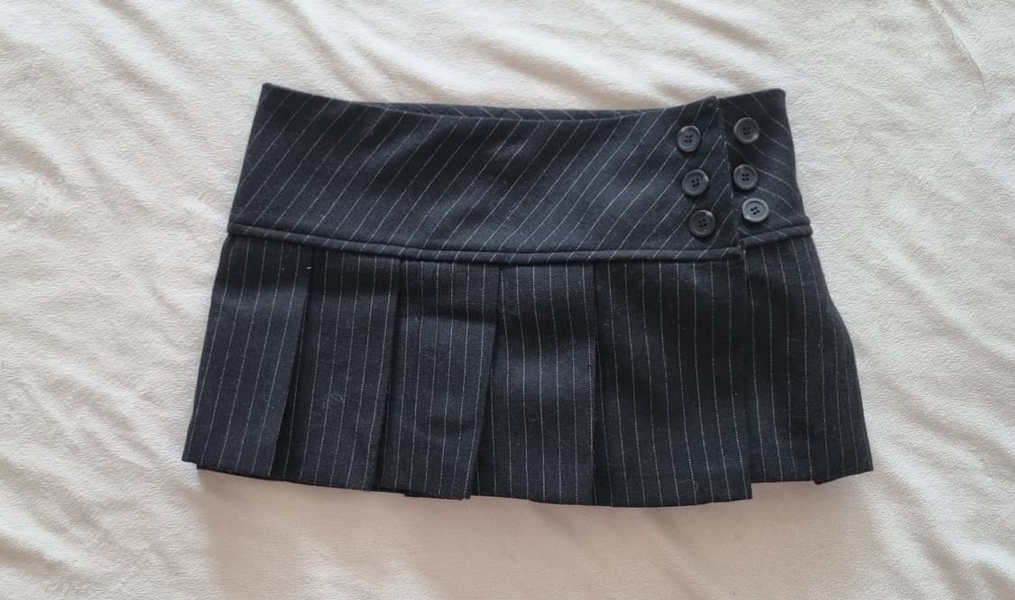 빈티지 긱시크 갸루 스트라이프 단추 스커트 상품이미지1