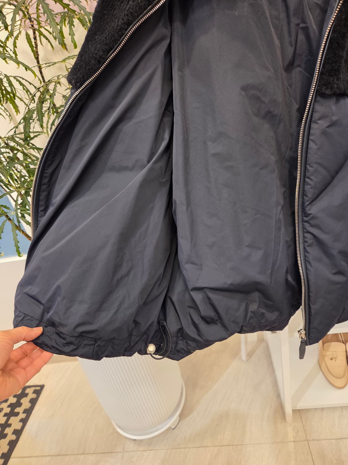 르베이지 밍크카라 양모 패딩 구스 상품이미지8