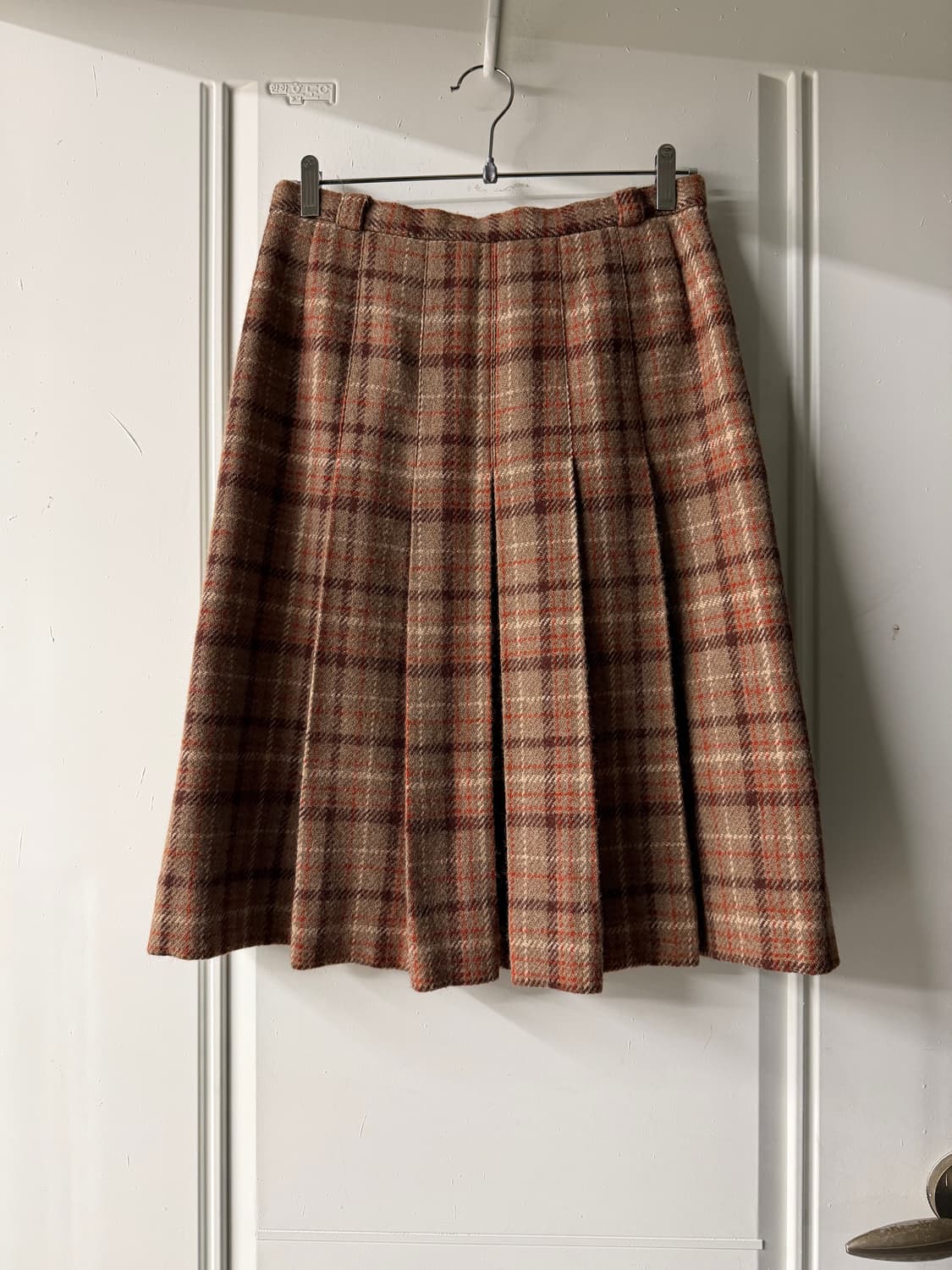 일본빈티지 울 체크 플리츠 미디스커트 상품이미지4