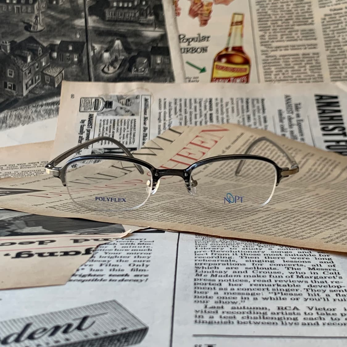 733 데드스탁 스퀘어 클리어 블랙 반무테 초경량 빈티지안경 상품이미지1