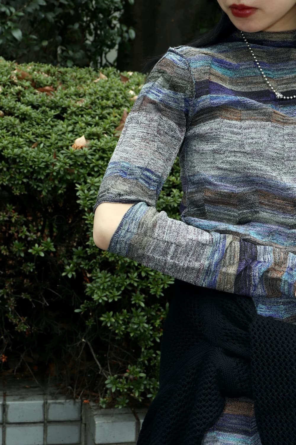 퍼버즈 Wave Border Knit Top 블루 상품이미지2