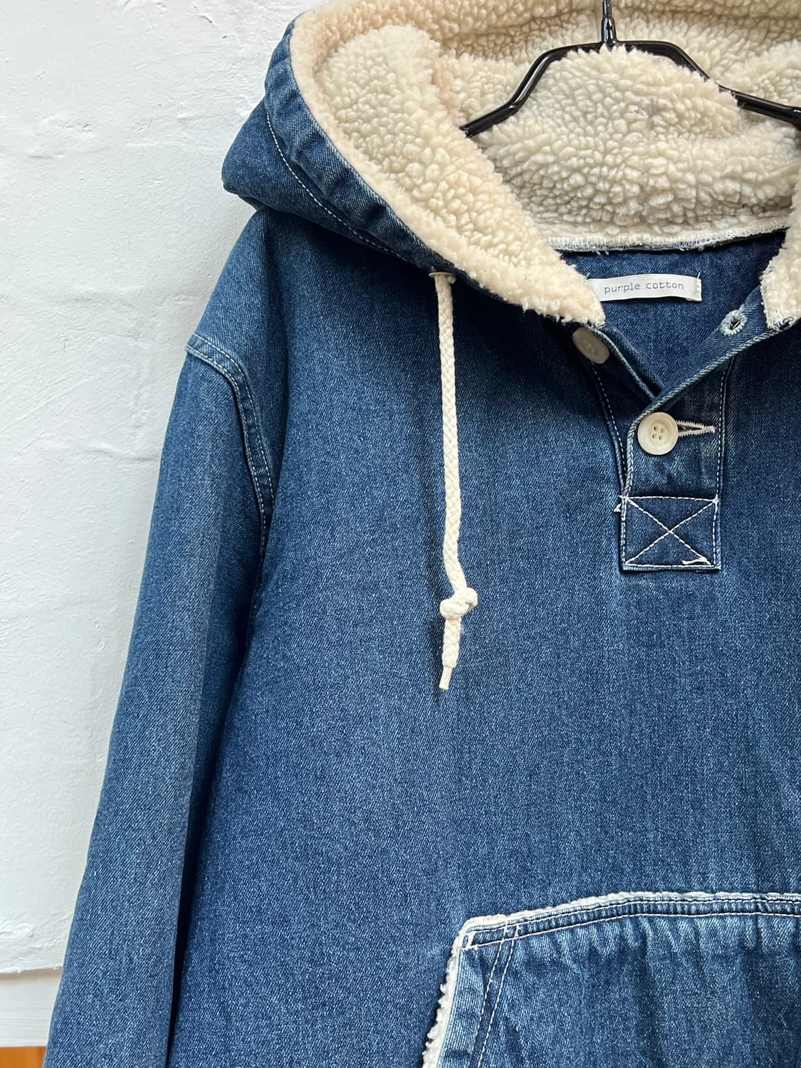 Purple Cotton 퍼플코튼 오버핏 데님 플리스 아노락 상품이미지3