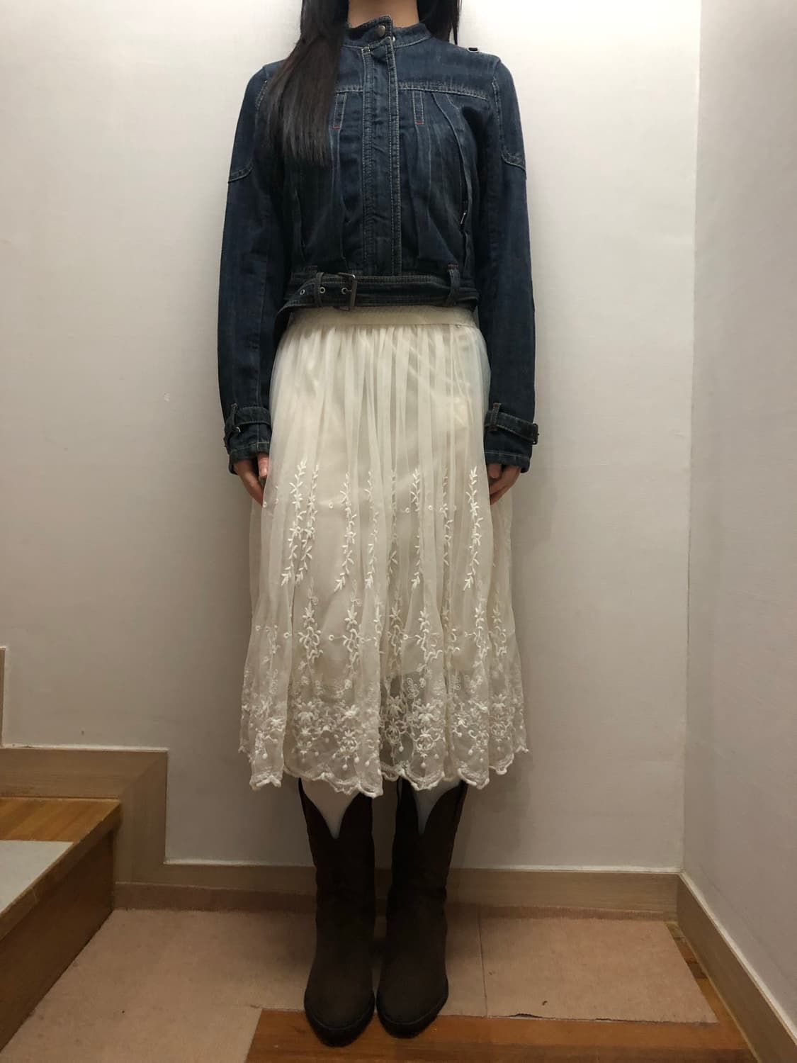 빈티지 데님 벨티드 자켓 상품이미지4