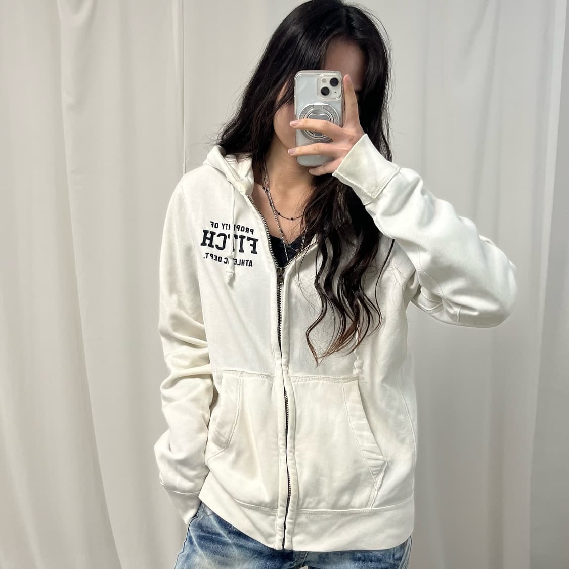 Abercrombie White Hoodie Zip-up 상품이미지1