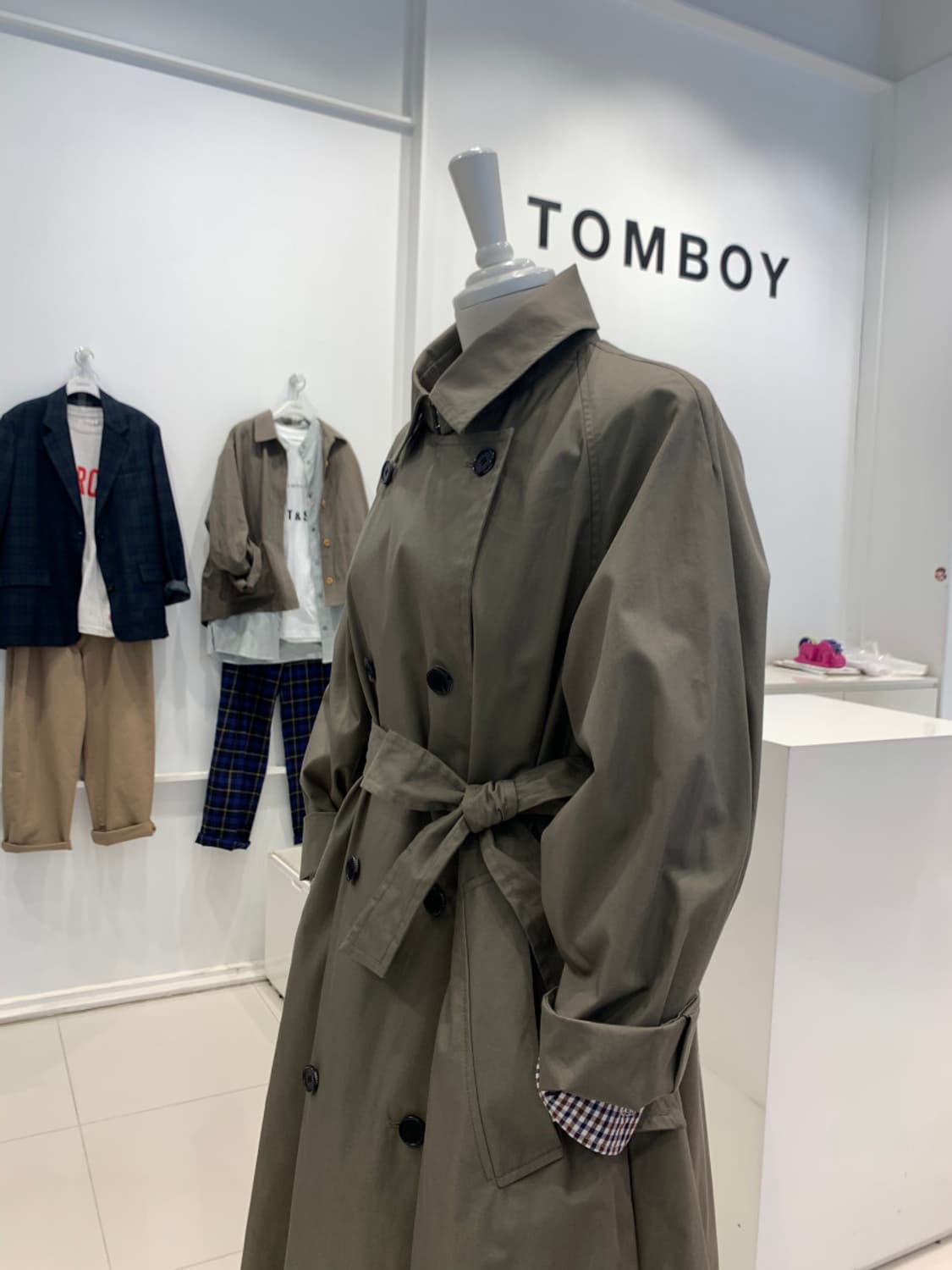 톰보이 트렌치코트 카키 상품이미지5