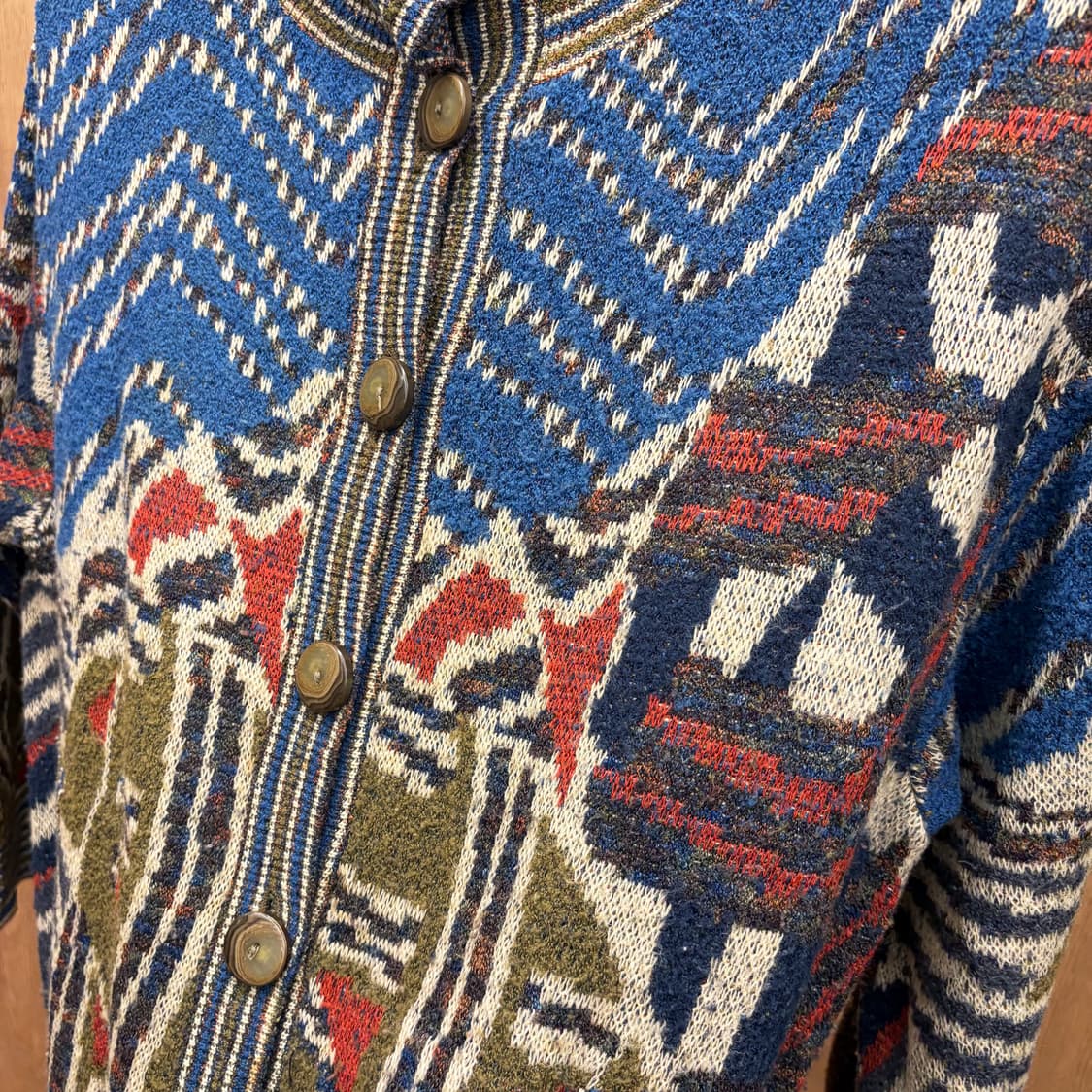 미쏘니 스포츠 니트 자켓 에스닉 패턴 패치 포켓 아티스틱 디테일 블루 상품이미지6