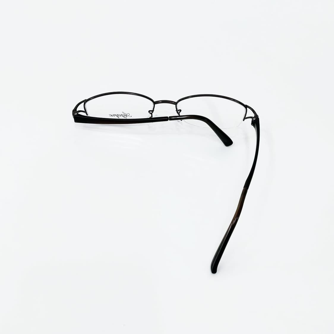 AGANE 브라운 큐빅 반무테 메탈 데드스탁 빈티지안경 상품이미지4