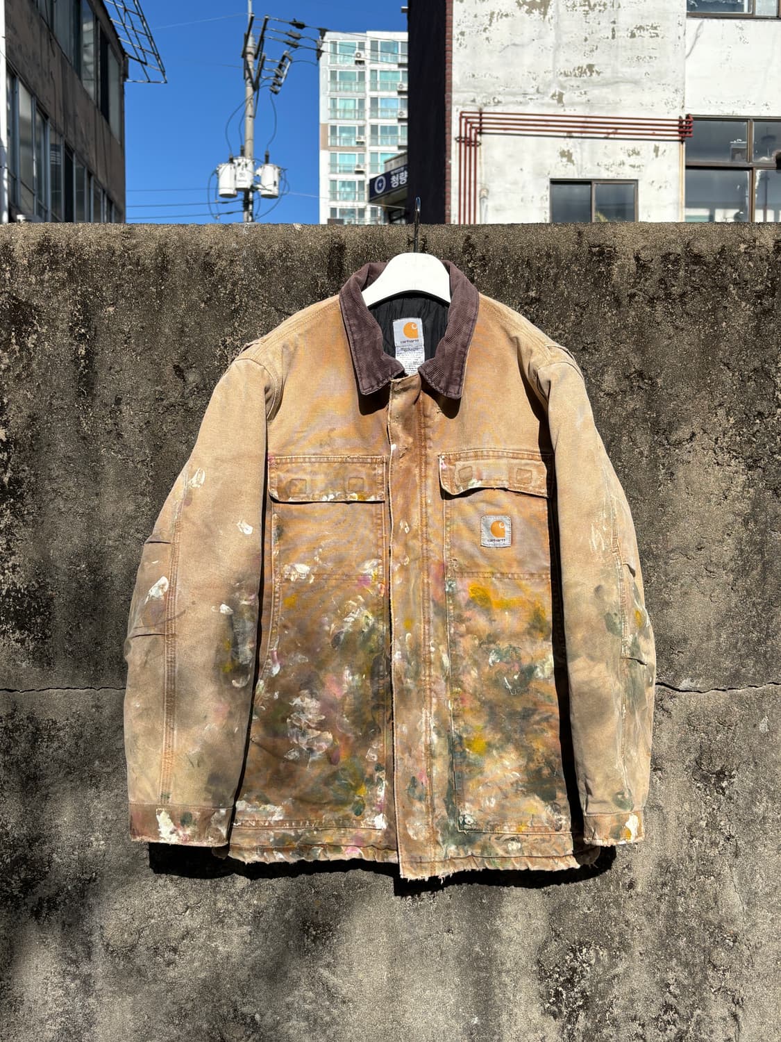 빈티지 칼하트 c26 디스트레스드 페인팅 자켓 상품이미지1