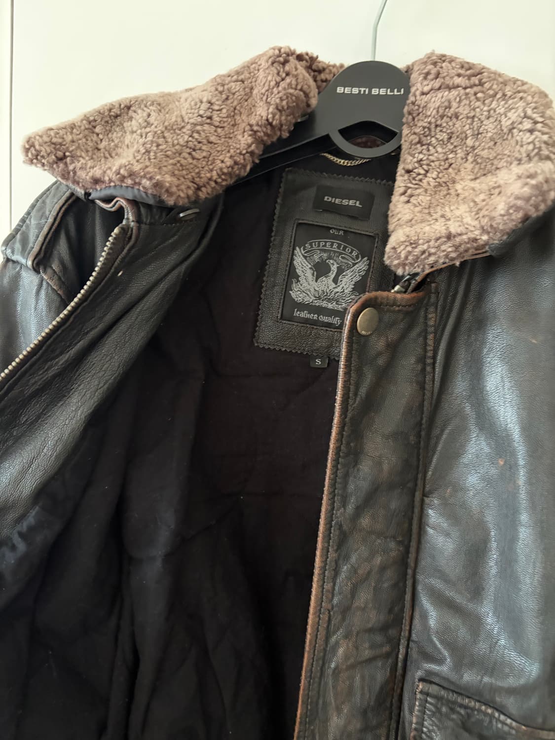 디젤 램스킨 레더 봄버 상품이미지3