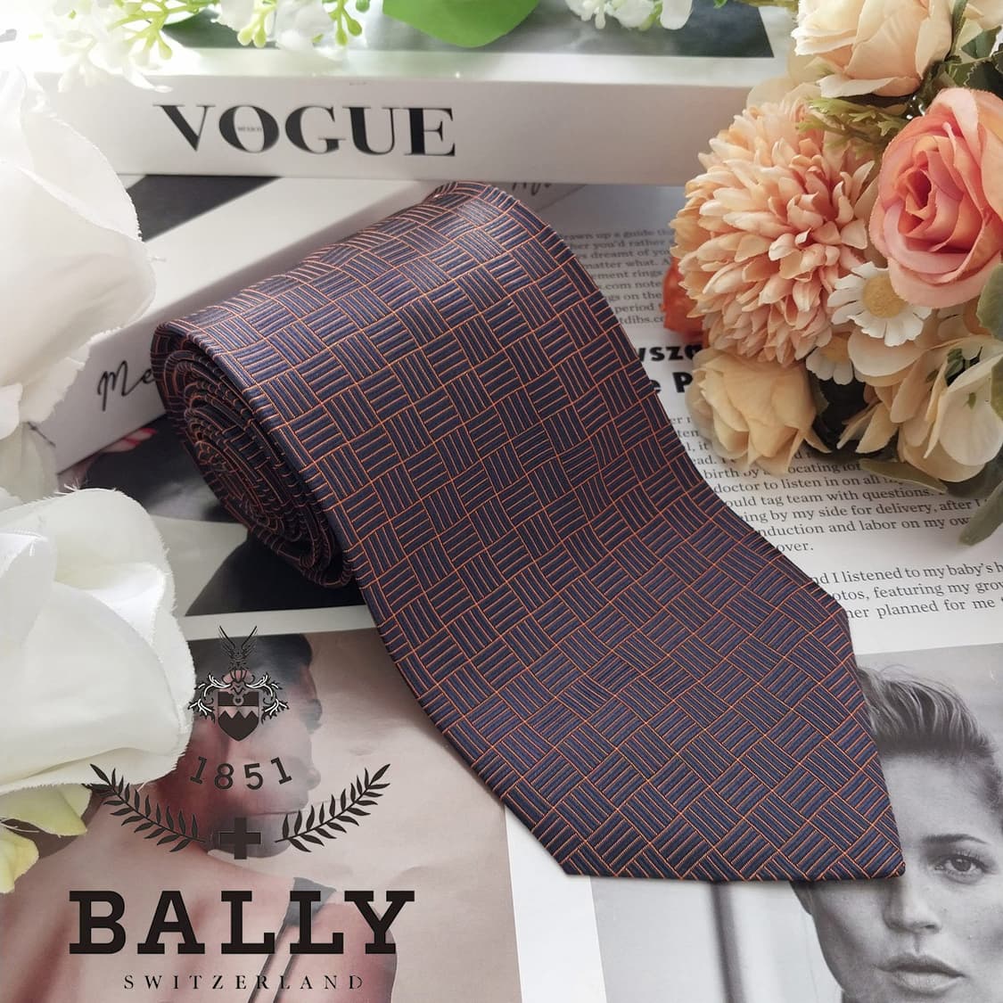 발리 실크 브라운 기하 자카드 넥타이 9.2cm A+등급 K1972 상품이미지2