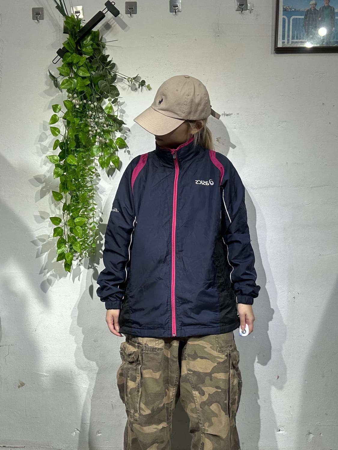 아식스 네이비 핑크 트랙탑 져지 M 상품이미지2