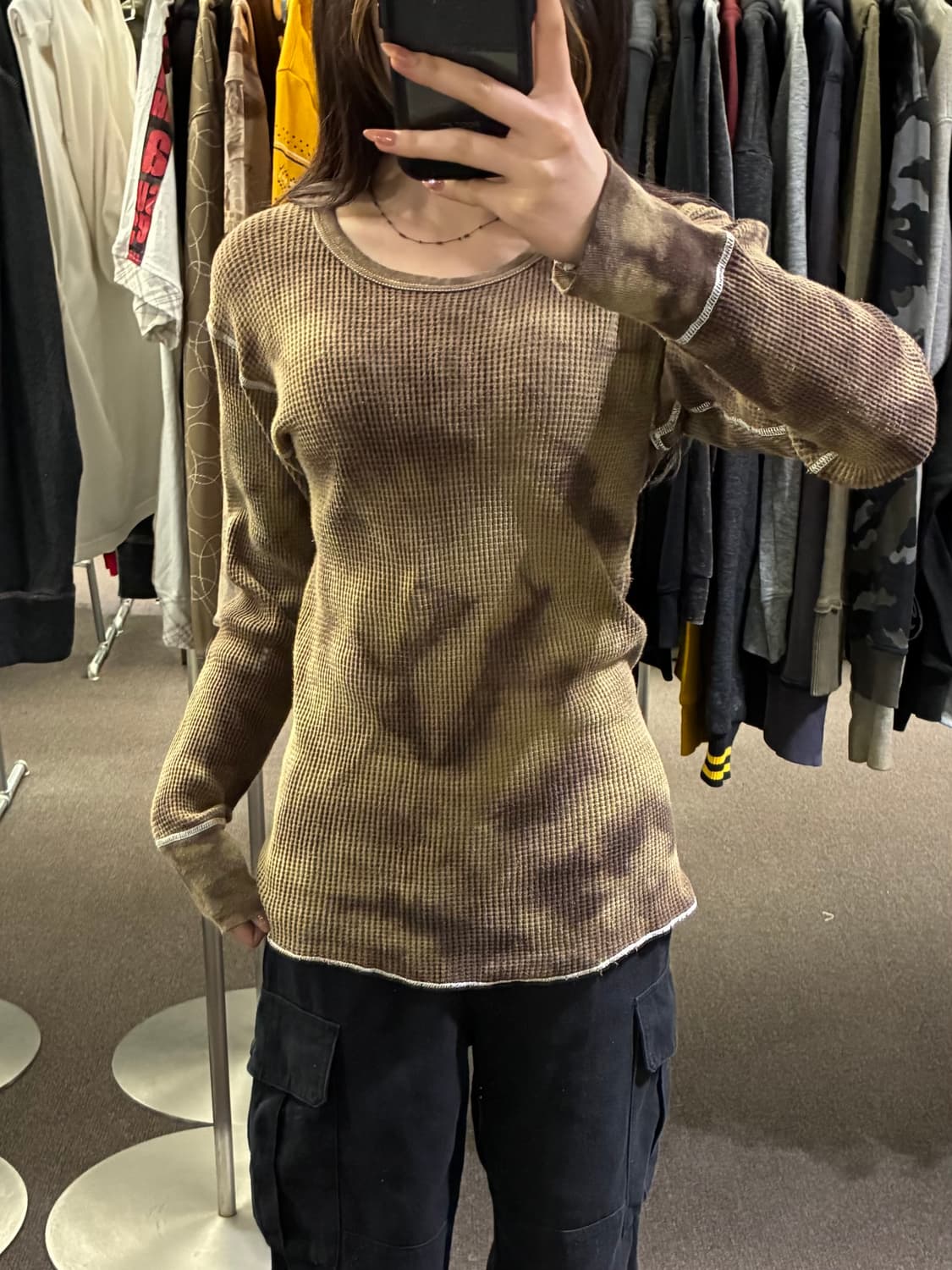 M)Japanese vintage 타이다이 와플 크루넥 롱슬리브 상품이미지2