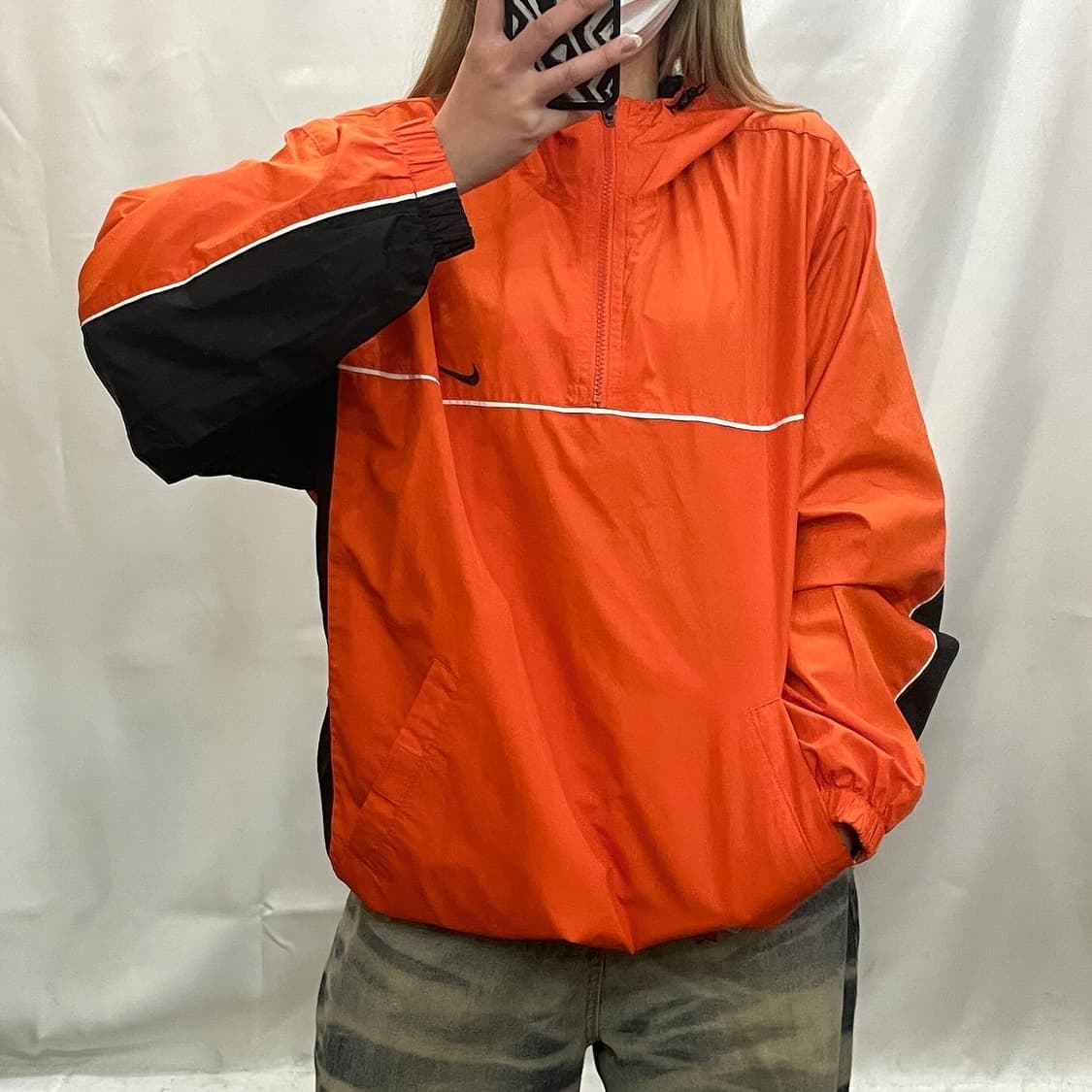 나이키 00’s 주황 바람막이 반집업 자켓 상품이미지1