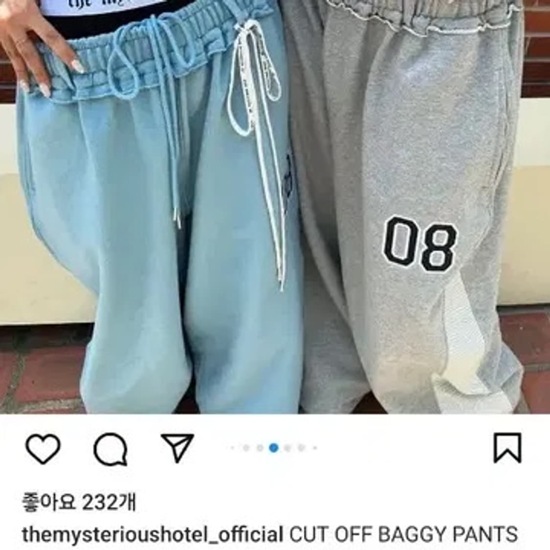 더미스테리어스호텔 컷 오프 배기 팬츠 블루 상품이미지3