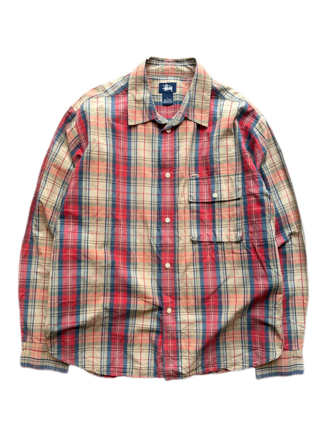 90s 스투시 체크셔츠 L(XL) 상품이미지1