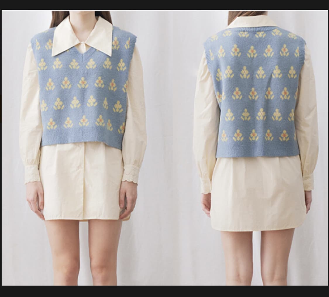 마가린핑거스 하늘색 플라워패턴 니트 베스트
 상품이미지1