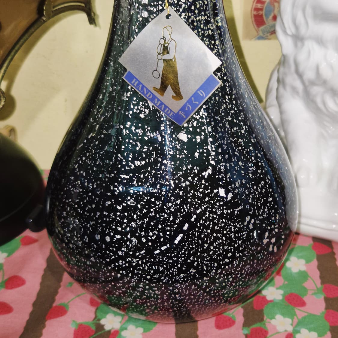 80s 카메이 아트글라스 은박 아쿠아 꽃병 상품이미지10