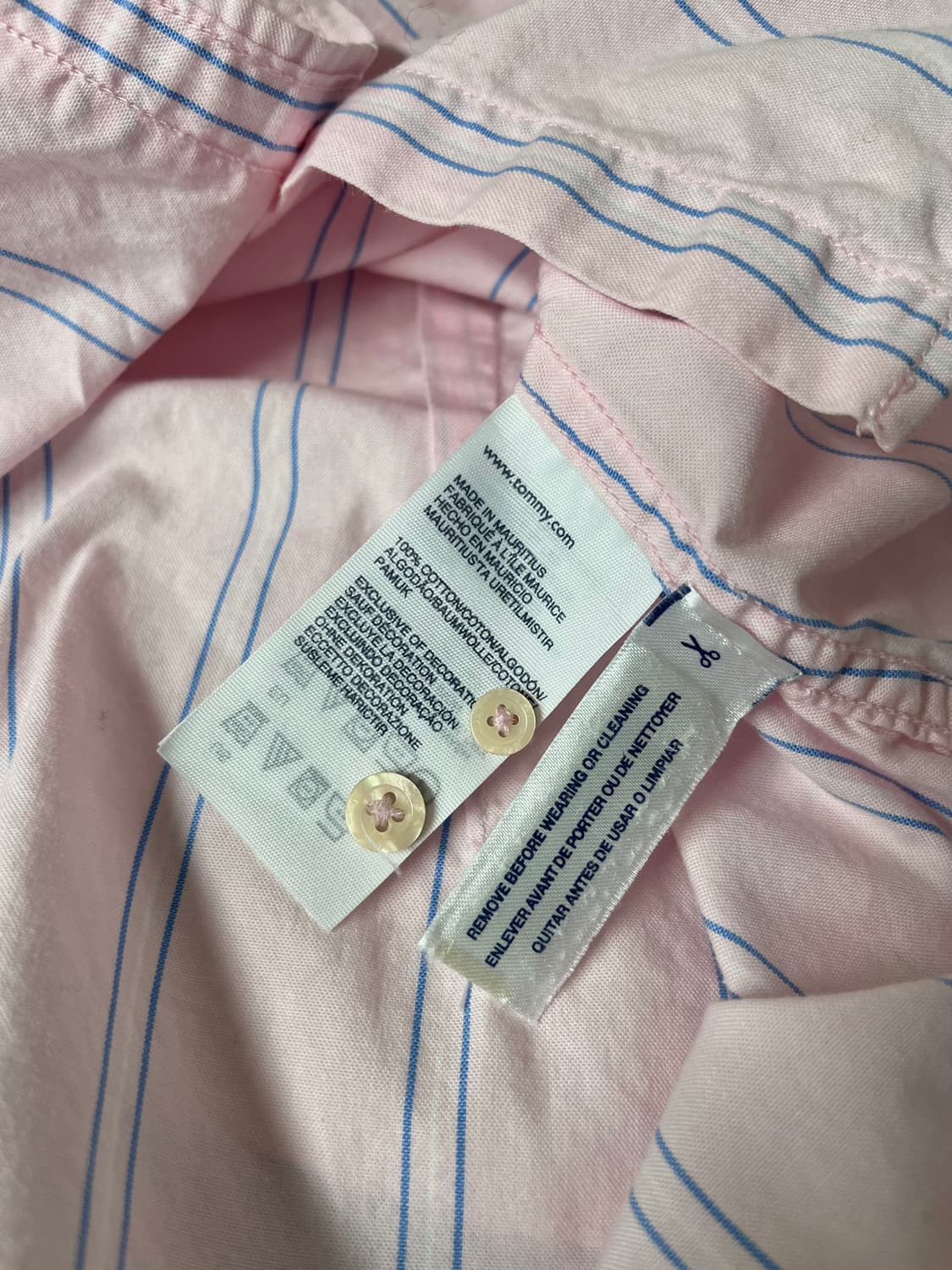 S) 타미힐피거 여성 스트라이프 셔츠 핑크 상품이미지5