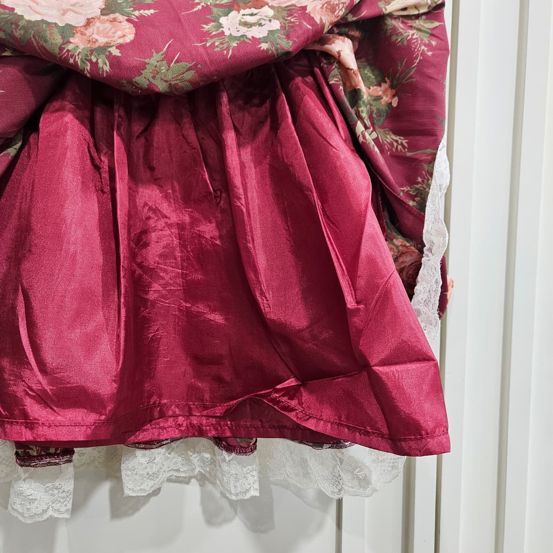 플라워 레이스 와인 미니 스커트 상품이미지8