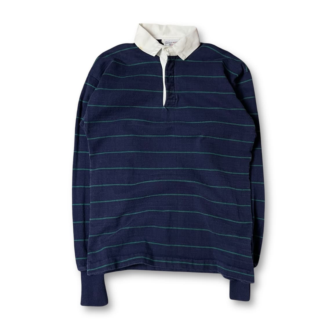 LANDS'END 네이비 그린 단가라 카라 긴팔 맨투맨 L 상품이미지1