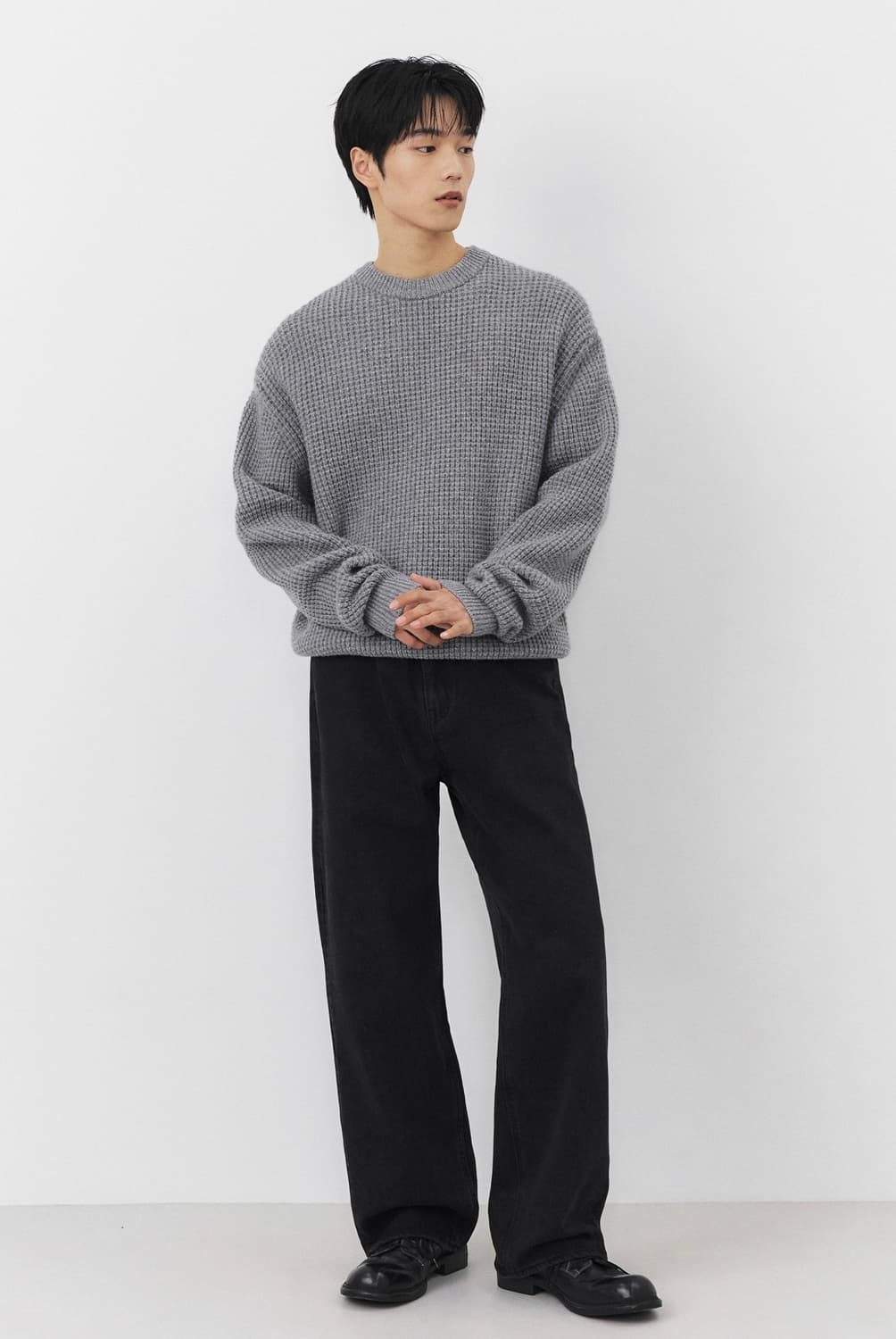 [M] 브랜디드 헤비 체인 울 니트 그레이 상품이미지5