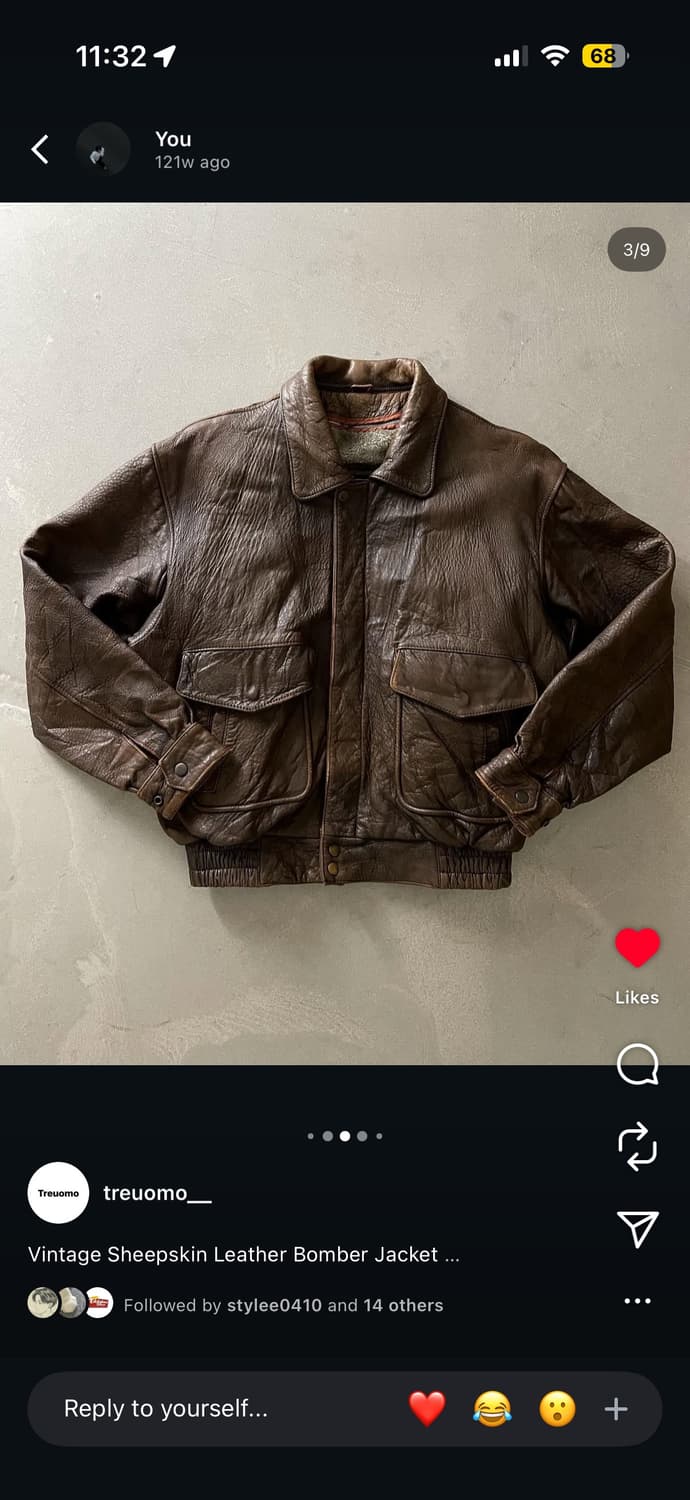 빈티지 양가죽 봄버자켓 M (실사있음) 상품이미지3