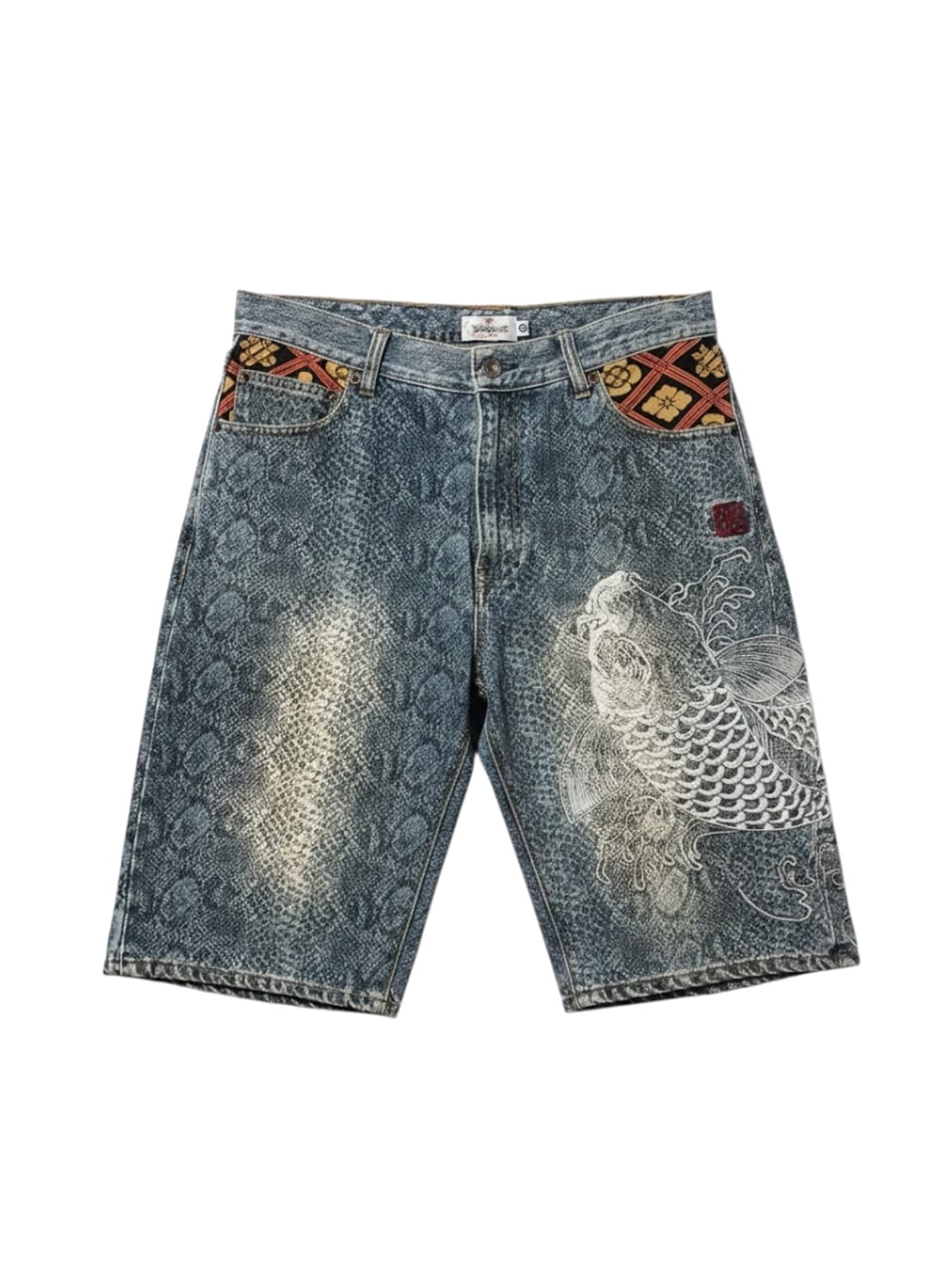 絡繰魂 Python Pattern Half Denim - 32 상품이미지1