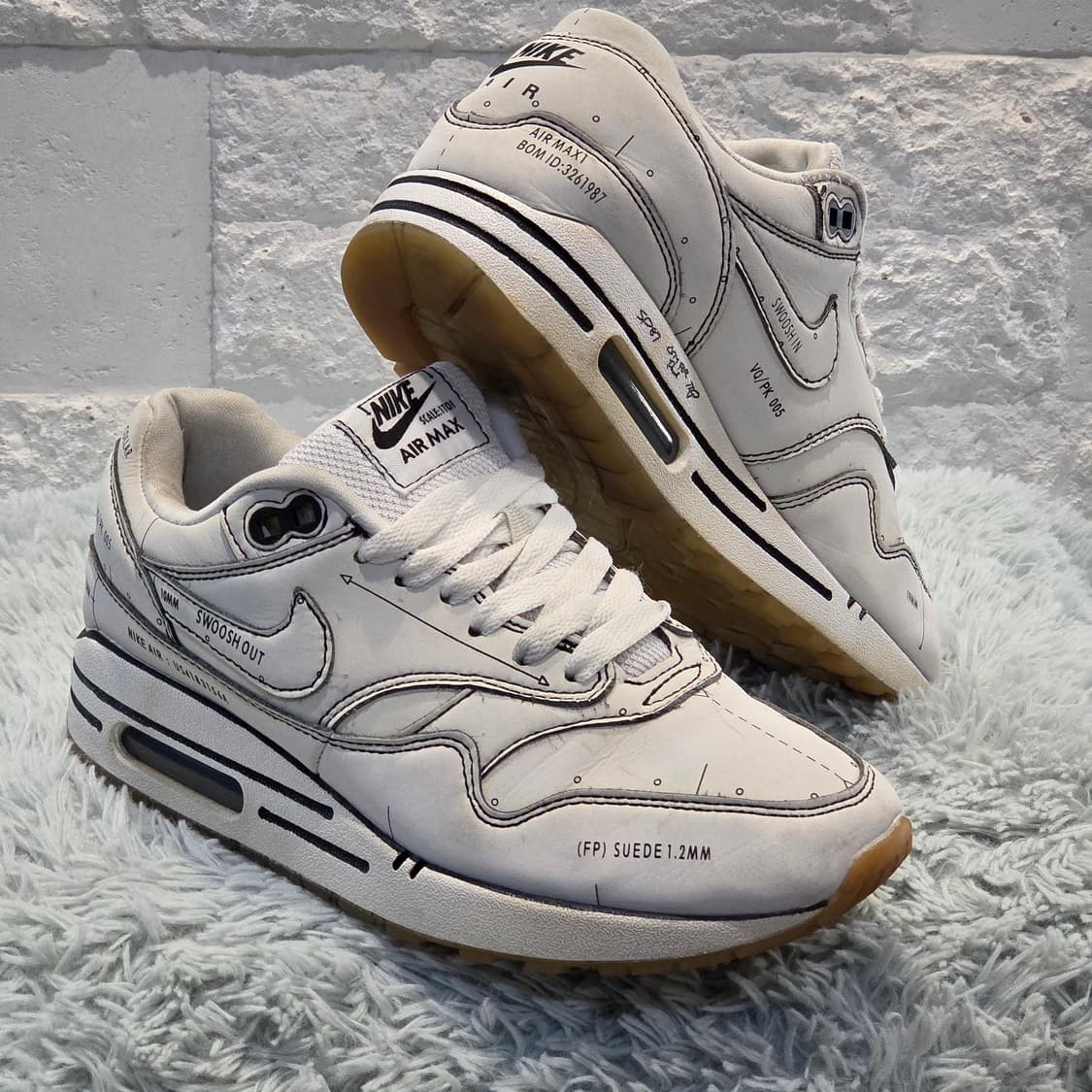 7q-23:나이키 에어맥스 1 스케치 투 셀프 화이트 (23cm)-희귀템 상품이미지4