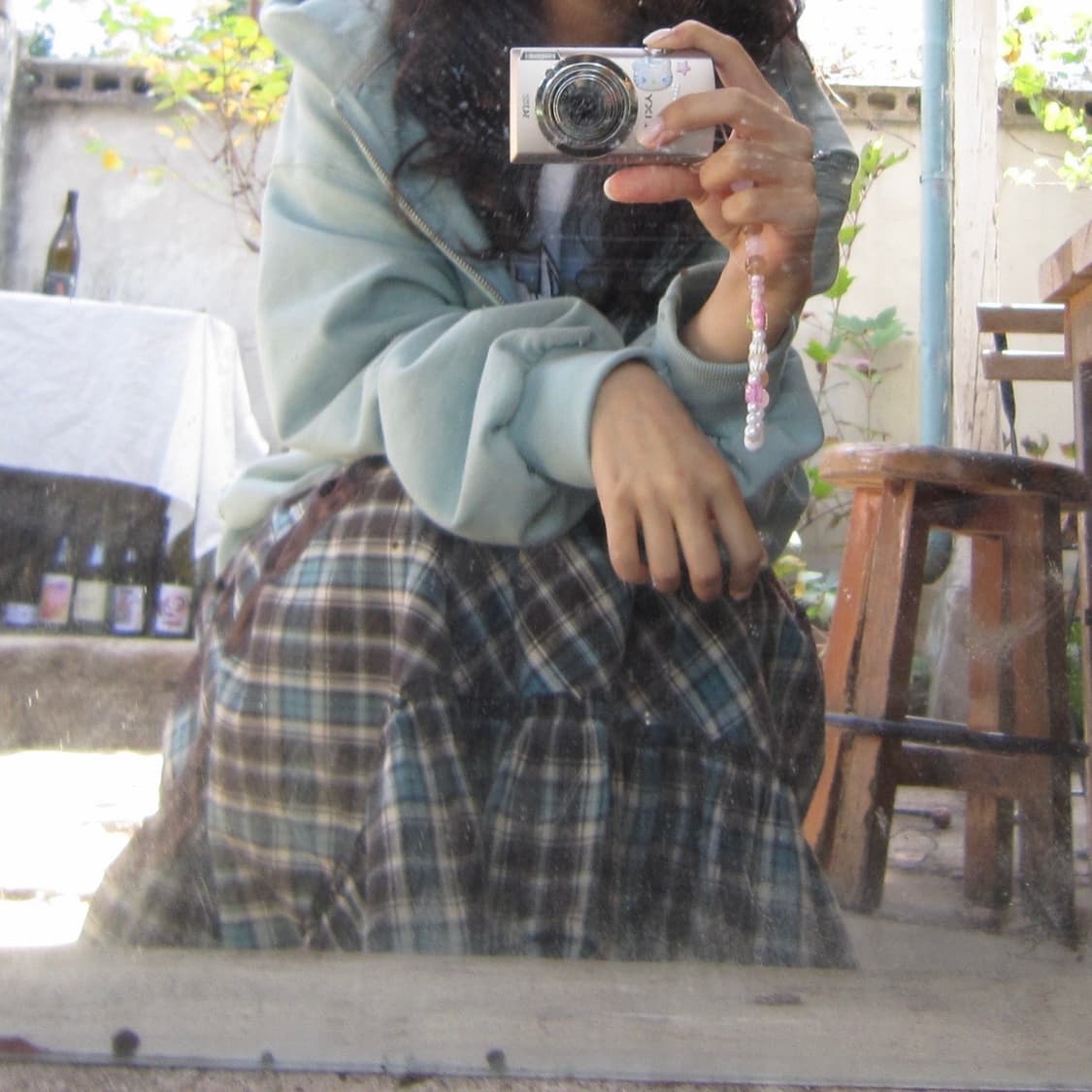 민트초코 체크 롱스커트 상품이미지1