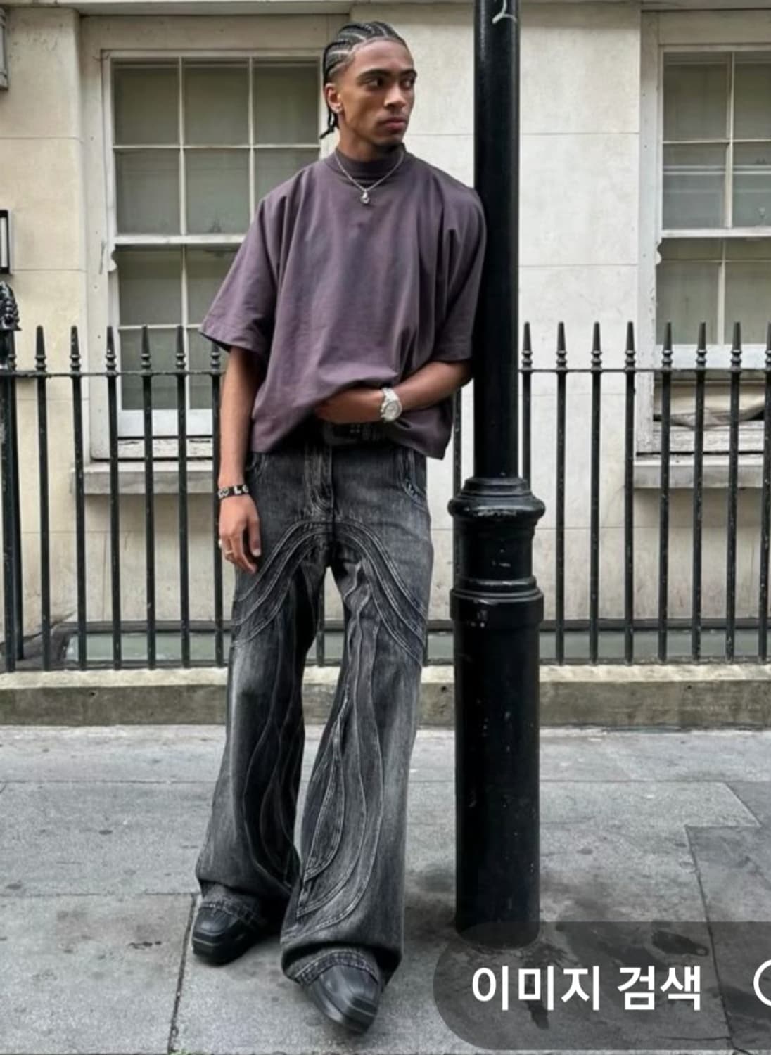 NOFAITH STUDIOS 웨이브 플레어 데님 워싱 팬츠 상품이미지2