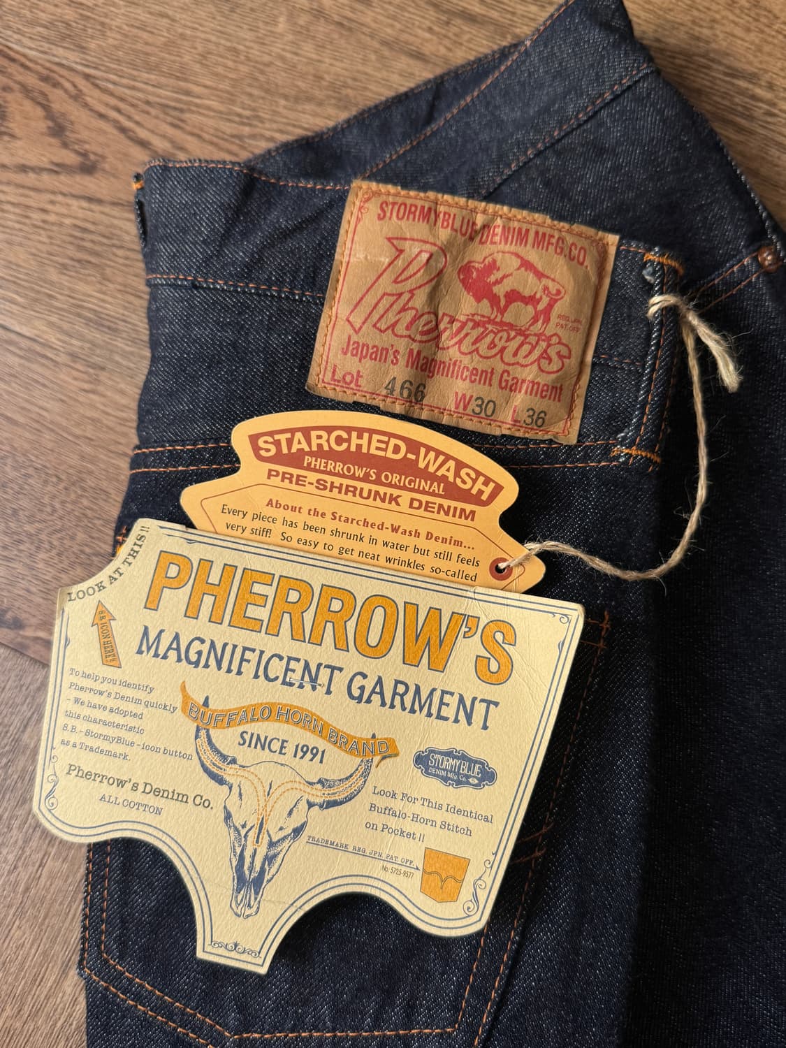 [30]Pherrow's 466 페로우즈 일본제 셀비지 데님팬츠 데드스탁 상품이미지7