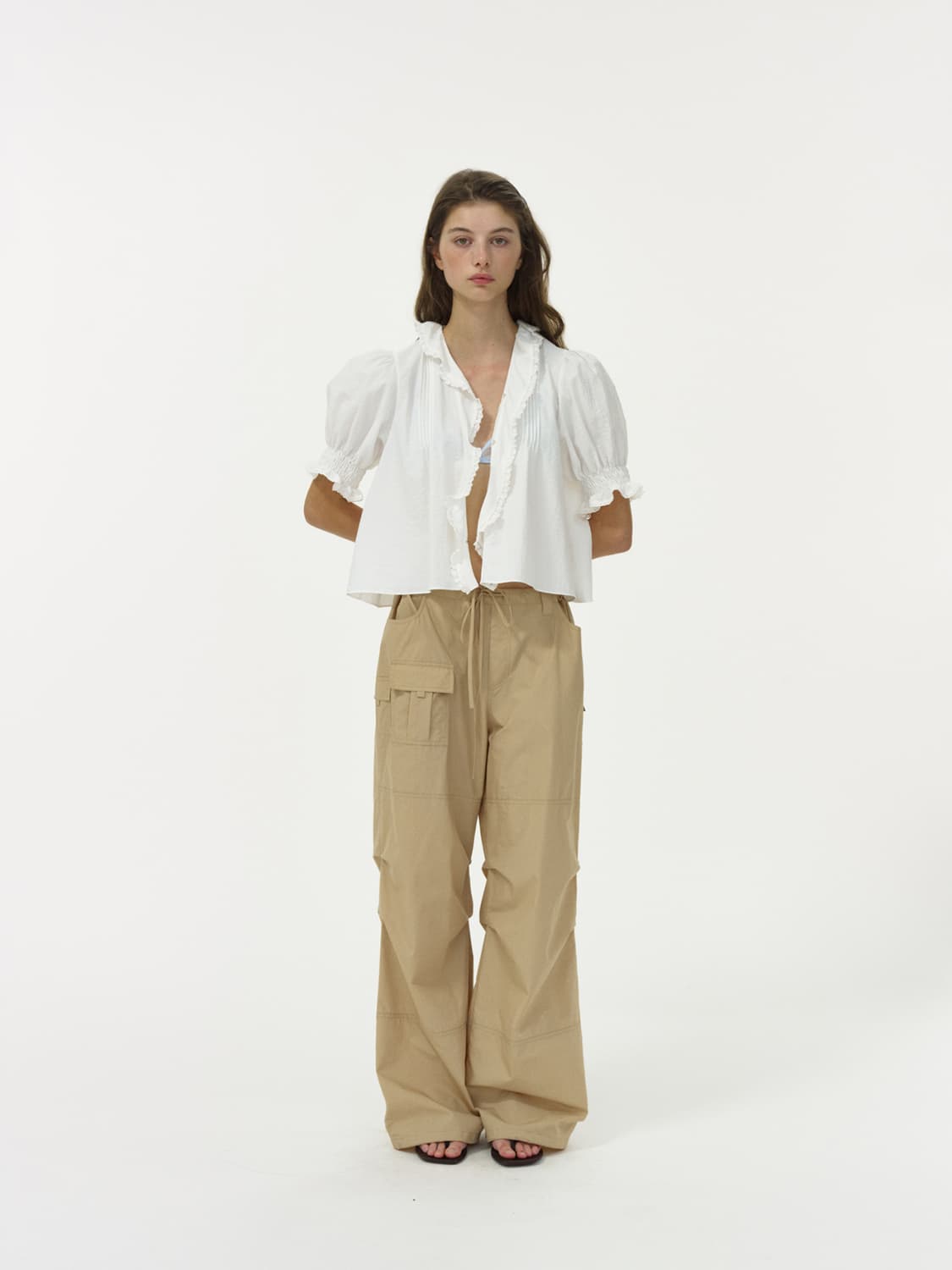 리본빛 Nomad Cargo Pants - Beige 상품이미지1